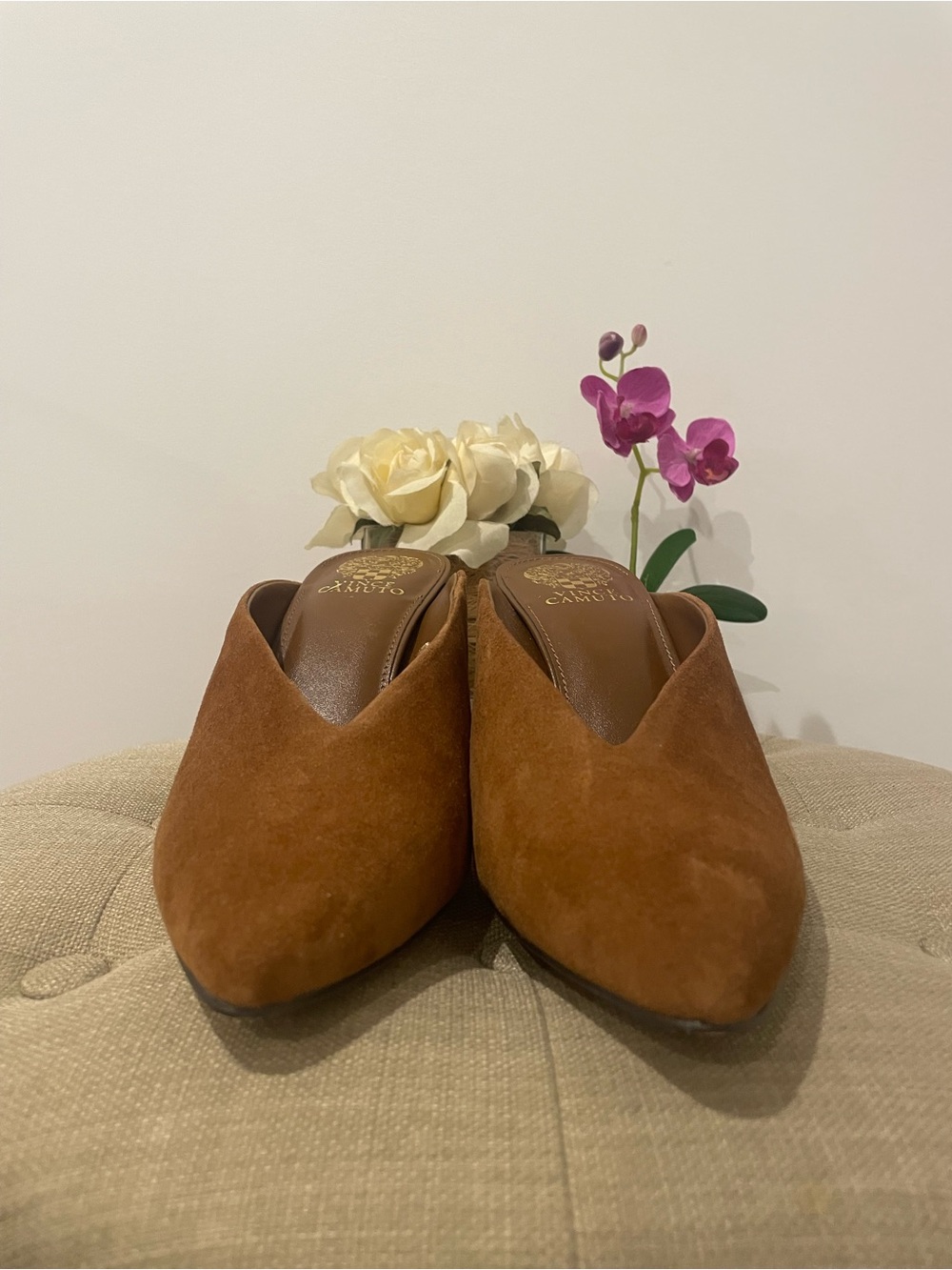 Vince Camuto Cognac Suede Pointed-Toe Mule - Size 9 - Picture 2 of 14